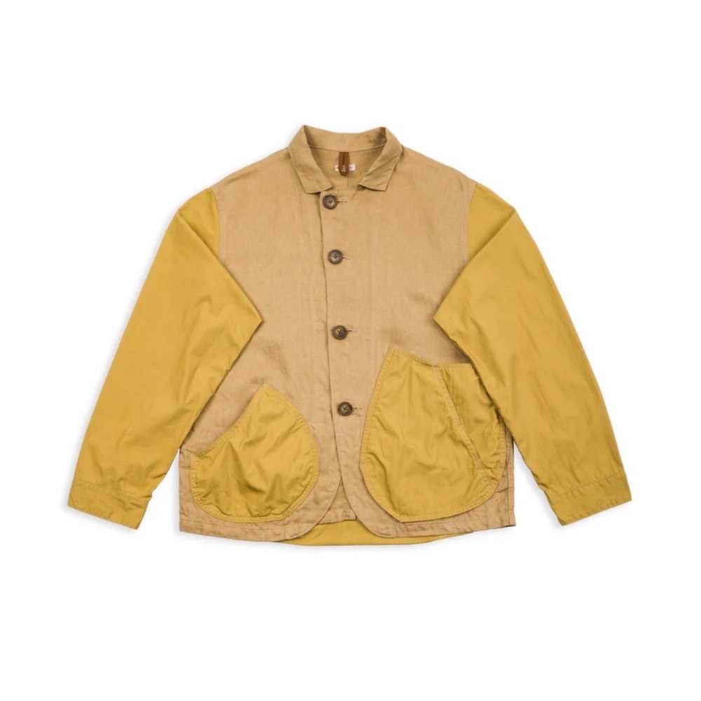 Kapital Linen Chino x Gabardine RINGOMAN Coverall Beige Mustard Made in Japan